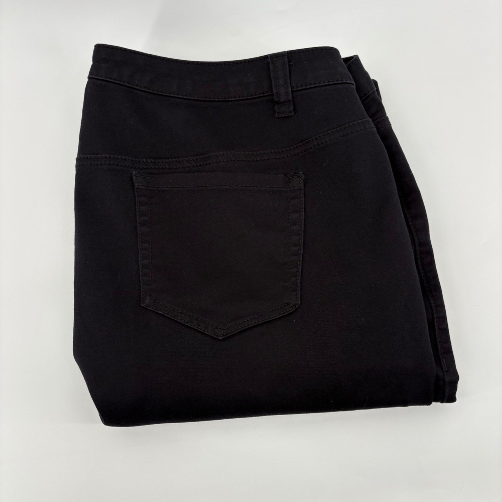 Catherines Sateen Stretch Black Straight Leg Comfort Pants Womens 24W